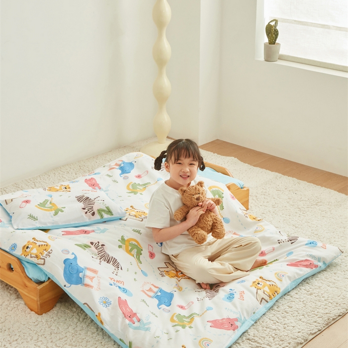 91家纺网 家纺一手货源 找家纺 艾佳宝贝 2025新款A类全棉多功能可拆卸儿童盖毯四季被子 动物的世界