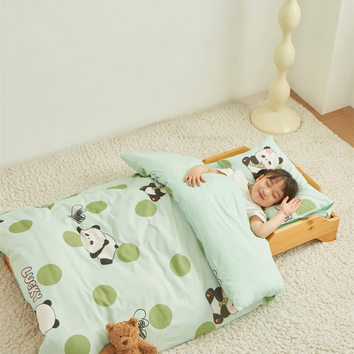 91家纺网 家纺一手货源 找家纺 艾佳宝贝 2025新款A类全棉多功能可拆卸儿童盖毯四季被子 lucky 熊猫