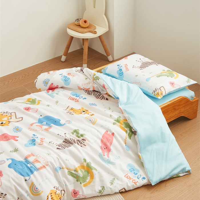 91家纺网 家纺一手货源 找家纺 艾佳宝贝 2025新款A类全棉多功能可拆卸儿童盖毯四季被子 动物的世界