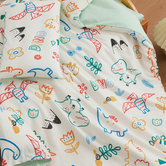 91家纺网 家纺一手货源 找家纺 艾佳宝贝 2025新款A类全棉多功能可拆卸儿童盖毯四季被子 好多恐龙