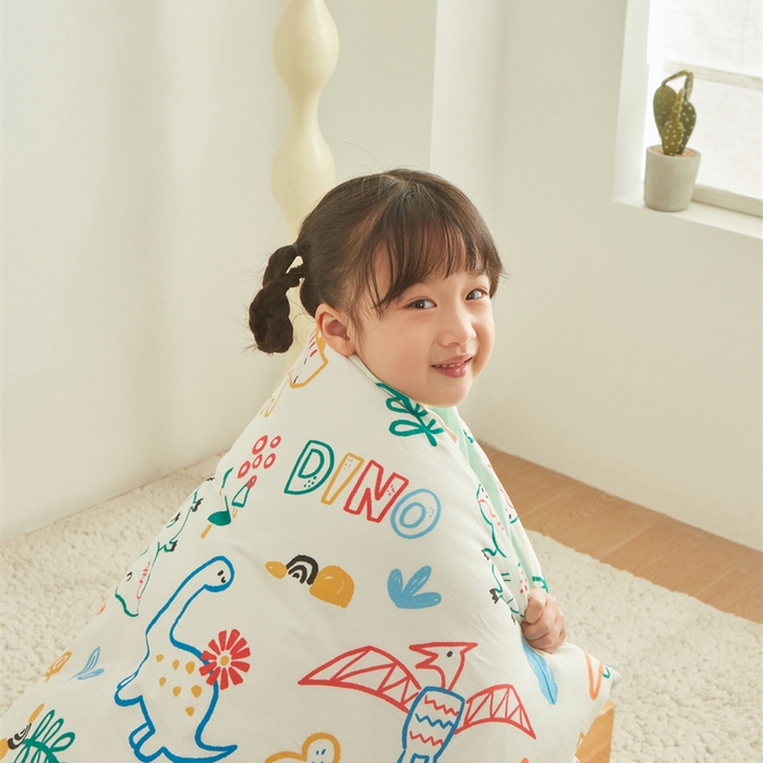 91家纺网 家纺一手货源 找家纺 艾佳宝贝 2025新款A类全棉多功能可拆卸儿童盖毯四季被子 好多恐龙