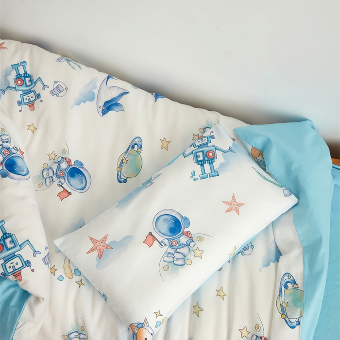91家纺网 家纺一手货源 找家纺 艾佳宝贝 2025新款A类全棉多功能可拆卸儿童盖毯四季被子 太空飞行
