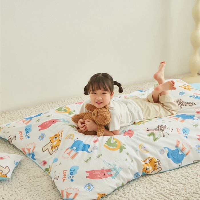 91家纺网 家纺一手货源 找家纺 艾佳宝贝 2025新款A类全棉多功能可拆卸儿童盖毯四季被子 动物的世界