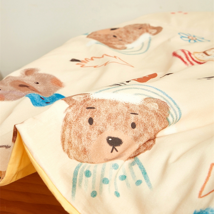 91家纺网 家纺一手货源 找家纺 艾佳宝贝 2025新款A类全棉多功能可拆卸儿童盖毯四季被子 憨憨萌熊