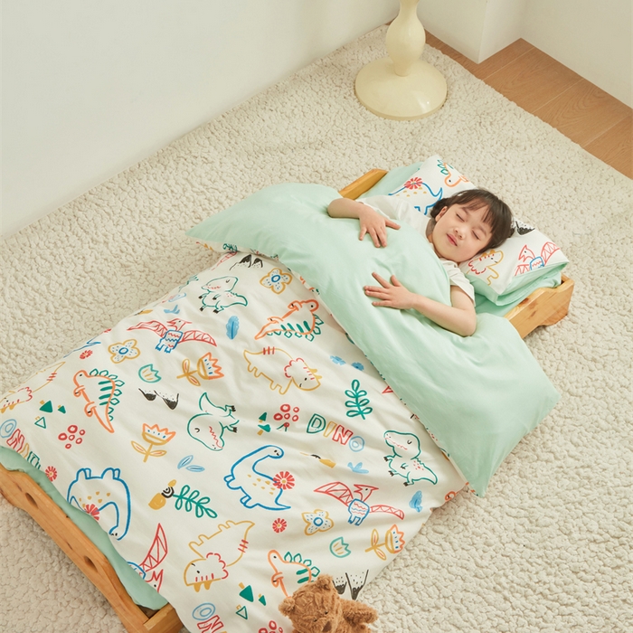 91家纺网 家纺一手货源 找家纺 艾佳宝贝 2025新款A类全棉多功能可拆卸儿童盖毯四季被子 好多恐龙
