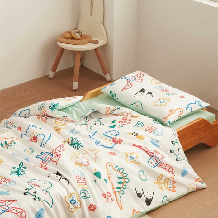 91家纺网 家纺一手货源 找家纺 艾佳宝贝 2025新款A类全棉多功能可拆卸儿童盖毯四季被子 好多恐龙