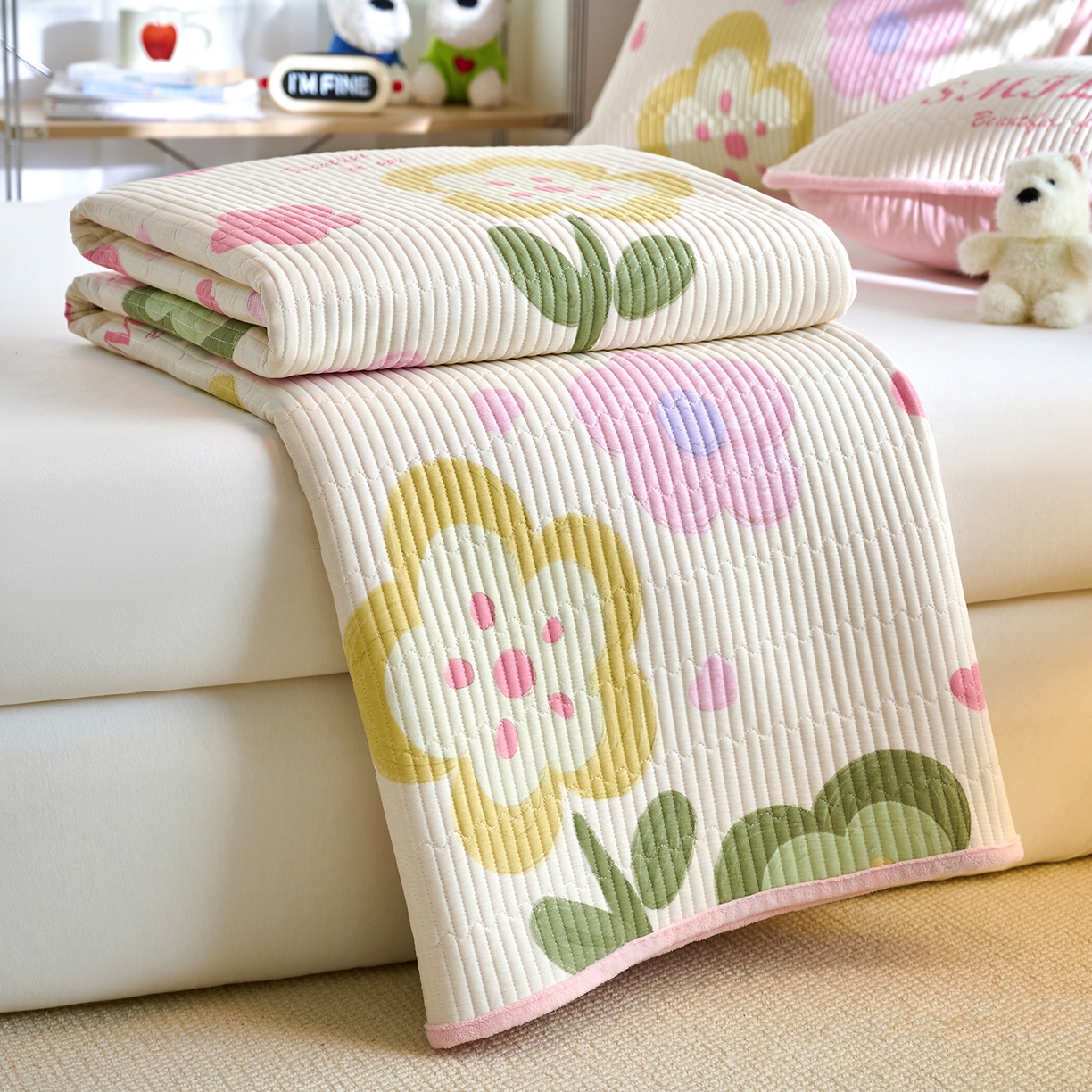 91家纺网 家纺一手货源 找家纺 小叮当家纺仓储工厂店 2025新款A版全棉B版牛奶绒床盖系列单床盖床盖单件 贝利花都（A棉B绒）