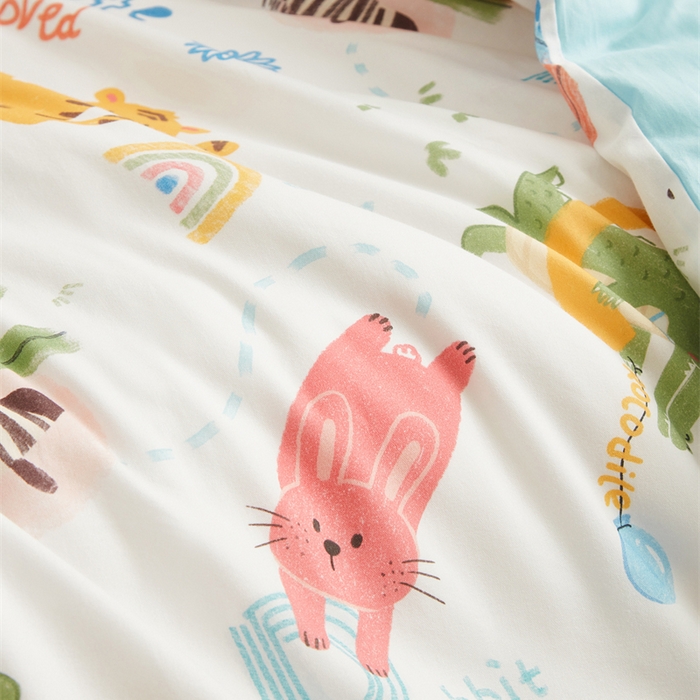 91家纺网 家纺一手货源 找家纺 艾佳宝贝 2025新款A类全棉多功能可拆卸儿童盖毯四季被子 动物的世界