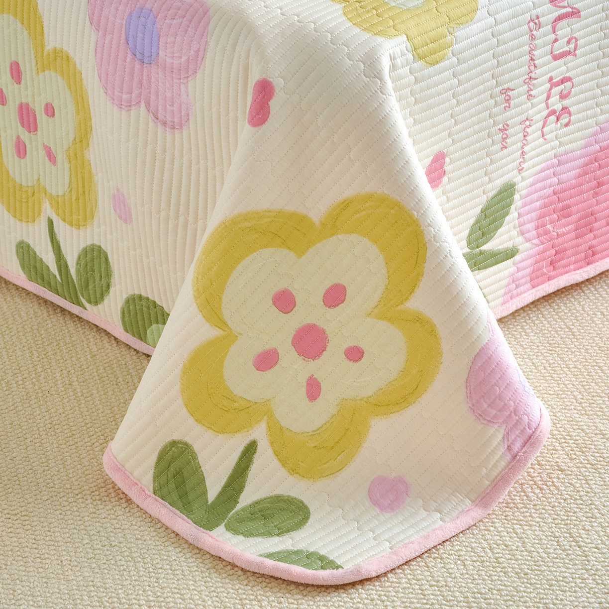 91家纺网 家纺一手货源 找家纺 小叮当家纺仓储工厂店 2025新款A版全棉B版牛奶绒床盖系列单床盖床盖单件 贝利花都（A棉B绒）