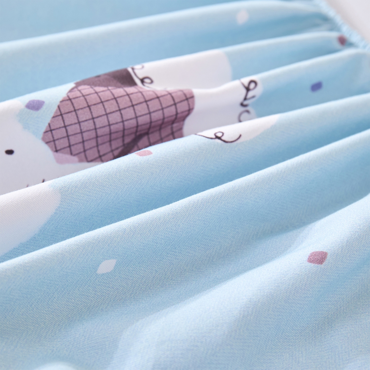 91家纺网 家纺一手货源 找家纺 元元家居（元元被业） 2025秋冬新款全棉纯棉磨毛印花单床笠 小奶象