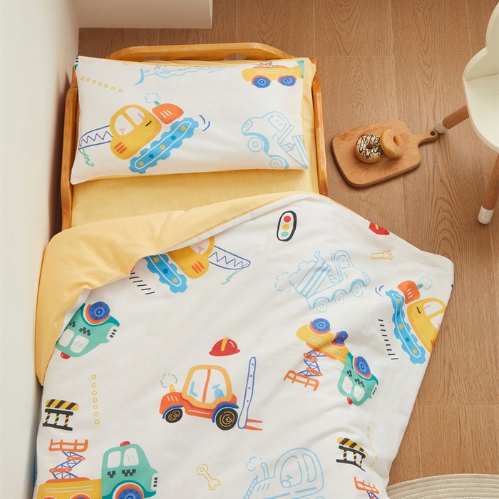 91家纺网 家纺一手货源 找家纺 艾佳宝贝 2025新款A类全棉多功能可拆卸儿童盖毯四季被子 工程小车