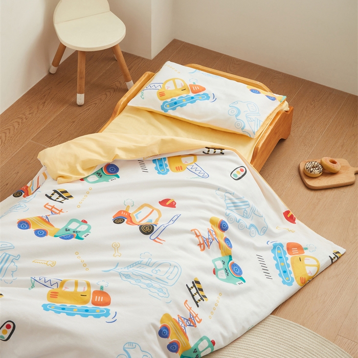 91家纺网 家纺一手货源 找家纺 艾佳宝贝 2025新款A类全棉多功能可拆卸儿童盖毯四季被子 工程小车