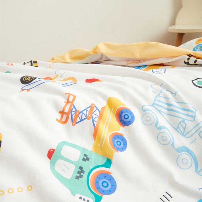 91家纺网 家纺一手货源 找家纺 艾佳宝贝 2025新款A类全棉多功能可拆卸儿童盖毯四季被子 工程小车