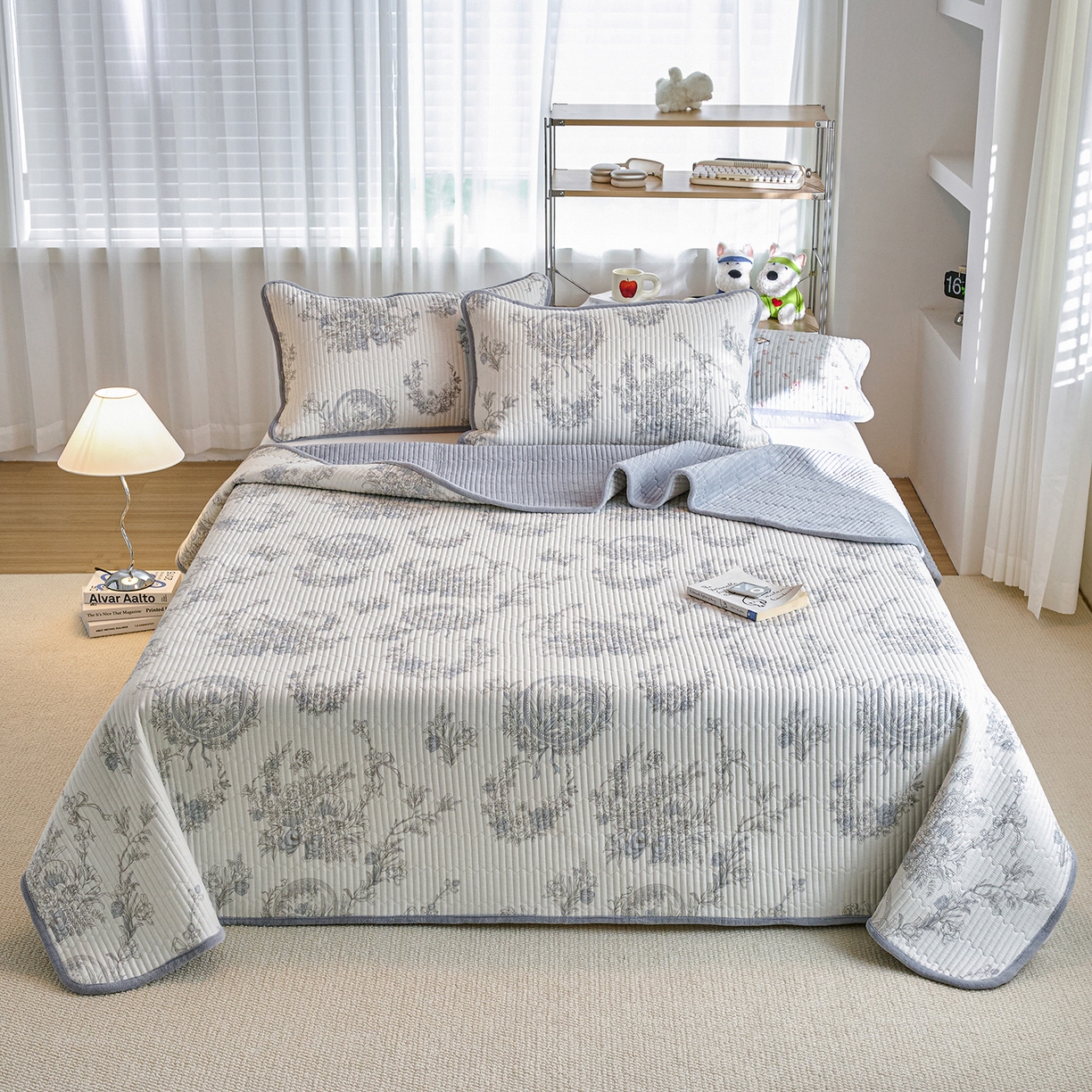 91家纺网 家纺一手货源 找家纺 小叮当家纺仓储工厂店 2025新款A版全棉B版牛奶绒床盖系列单床盖床盖单件 莫奈花园（A棉B绒）