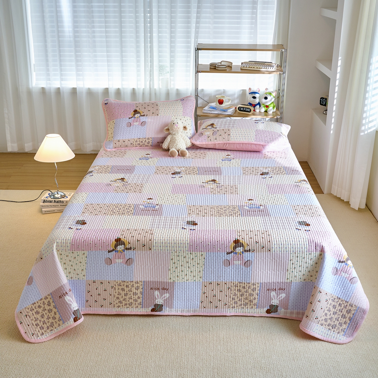 91家纺网 家纺一手货源 找家纺 小叮当家纺仓储工厂店 2025新款A版全棉B版牛奶绒床盖系列单床盖床盖单件 丹麦女孩（A面B绒）