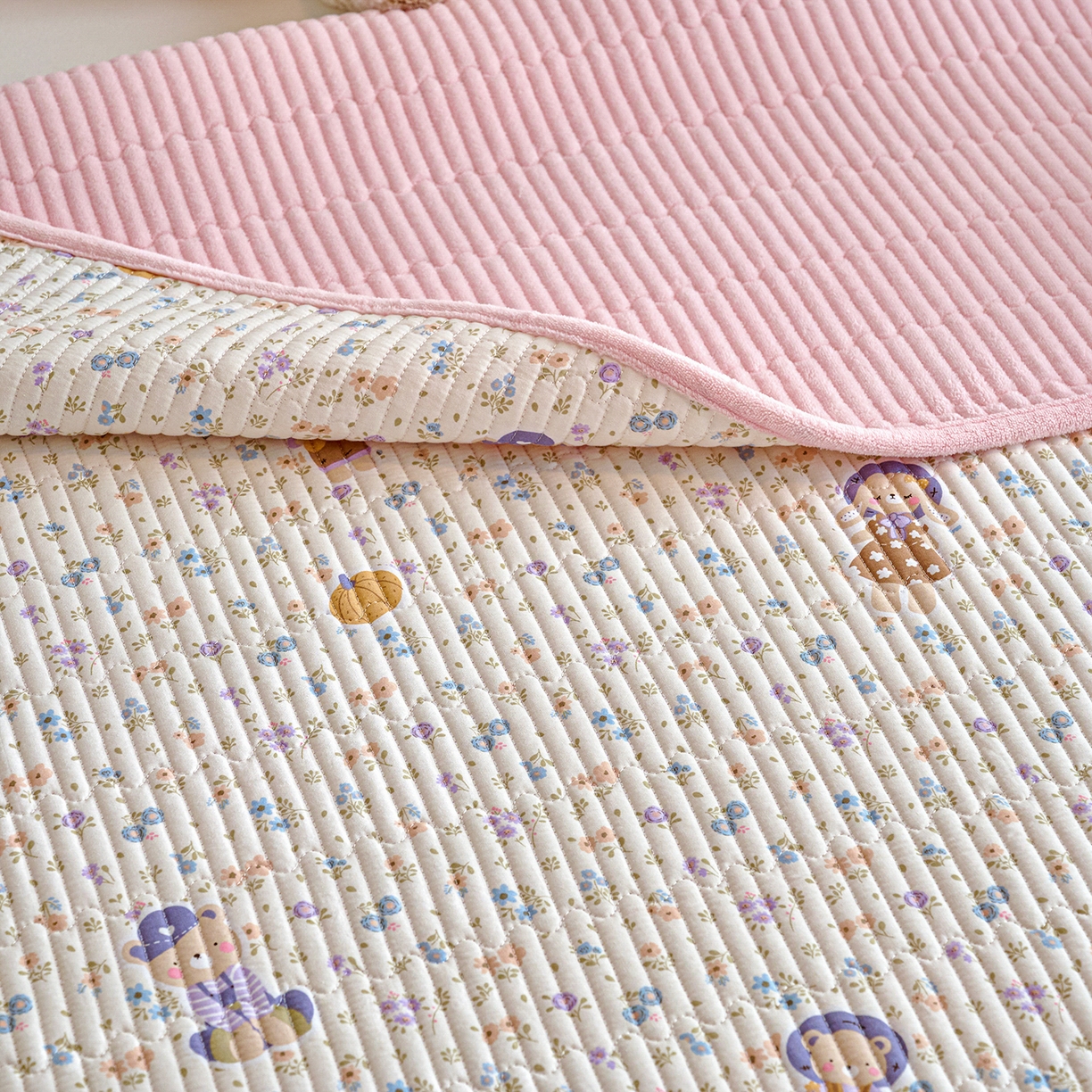 91家纺网 家纺一手货源 找家纺 小叮当家纺仓储工厂店 2025新款A版全棉B版牛奶绒床盖系列单床盖床盖单件 花田囡囡（A棉B绒）