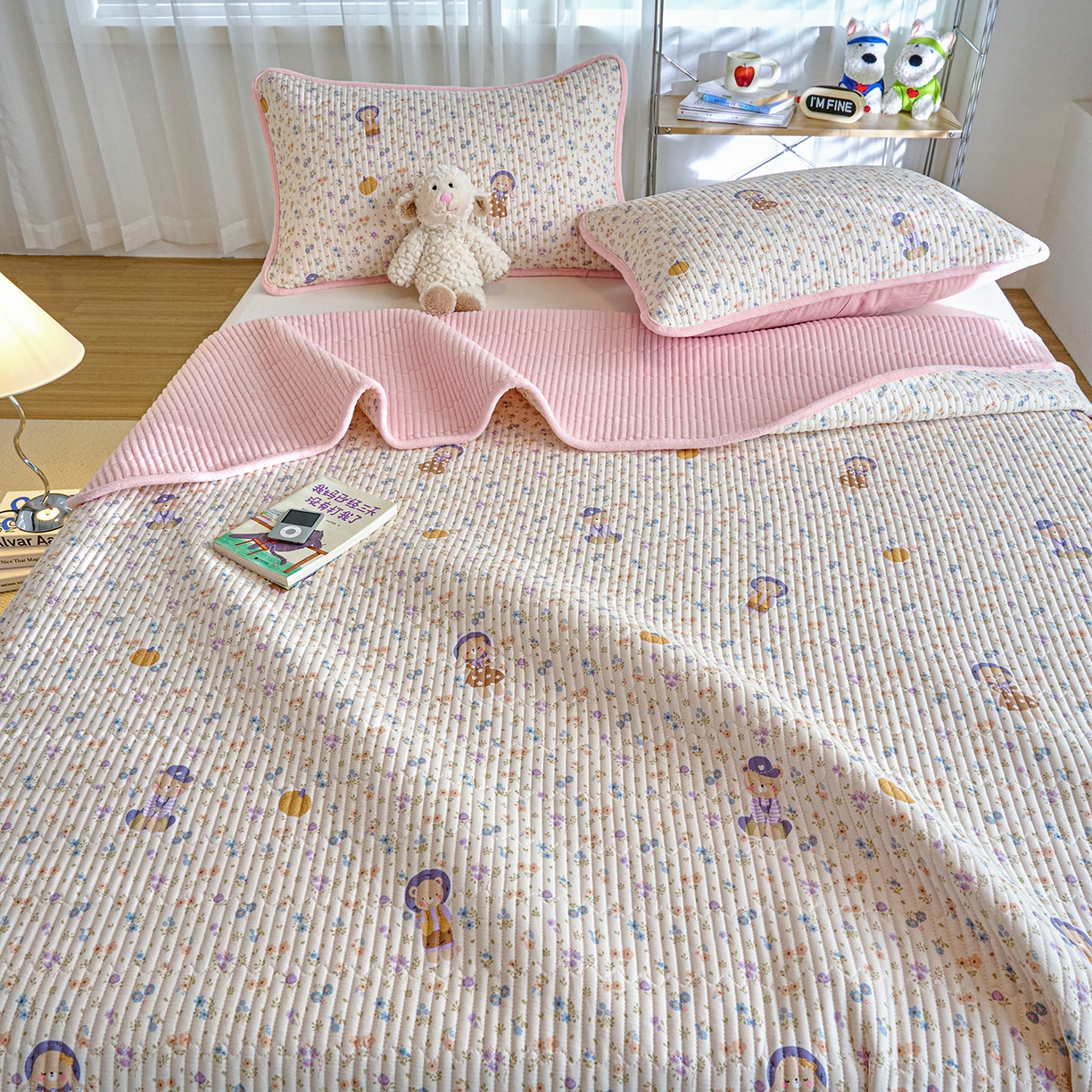 91家纺网 家纺一手货源 找家纺 小叮当家纺仓储工厂店 2025新款A版全棉B版牛奶绒床盖系列单床盖床盖单件 花田囡囡（A棉B绒）