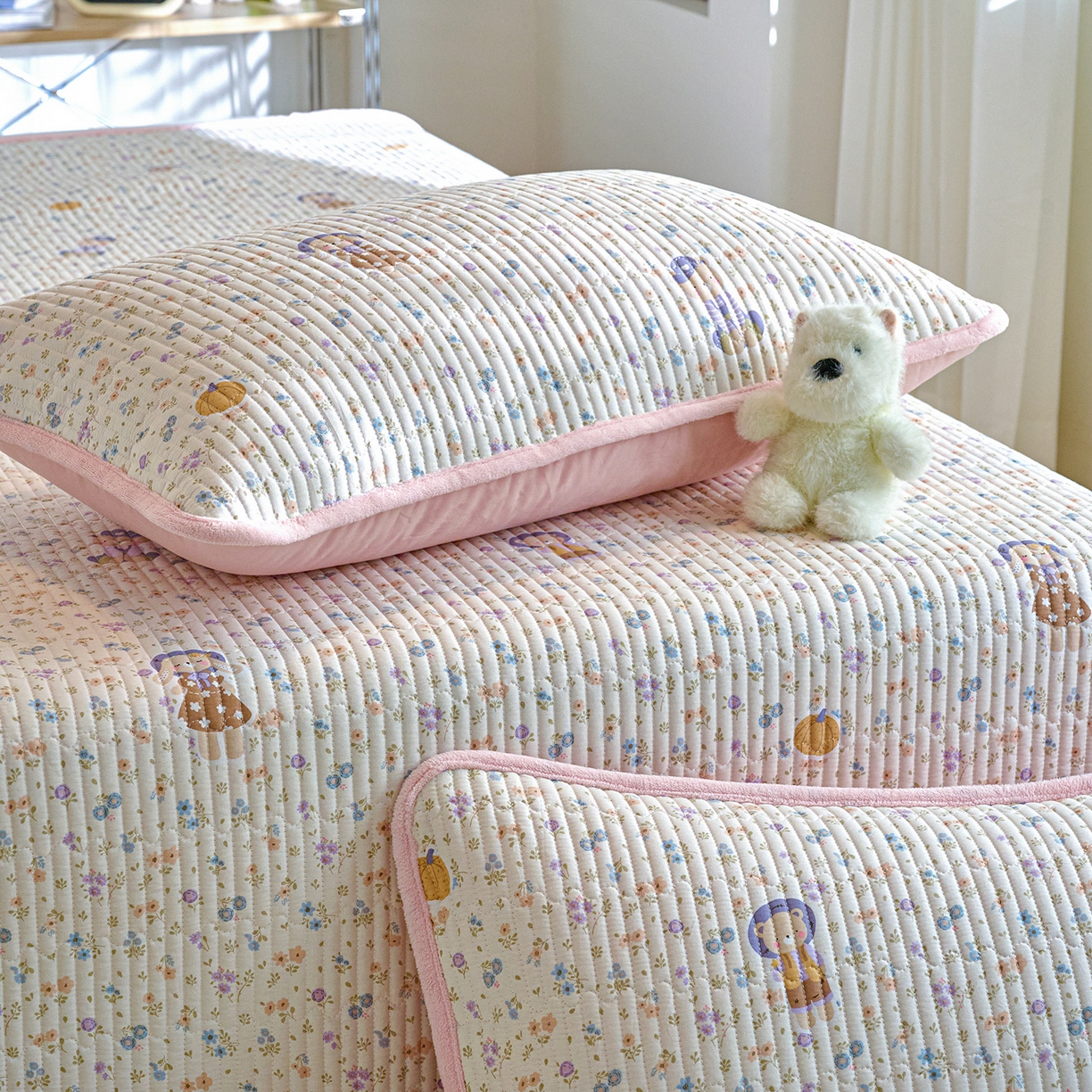 91家纺网 家纺一手货源 找家纺 小叮当家纺仓储工厂店 2025新款A版全棉B版牛奶绒床盖系列单床盖床盖单件 花田囡囡（A棉B绒）