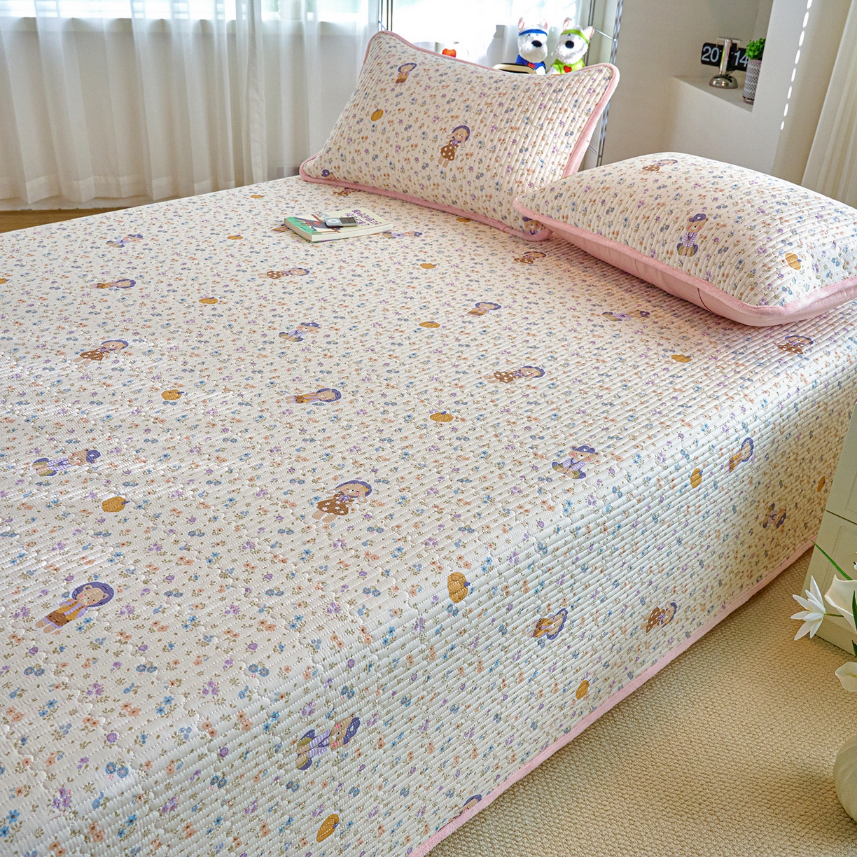 91家纺网 家纺一手货源 找家纺 小叮当家纺仓储工厂店 2025新款A版全棉B版牛奶绒床盖系列单床盖床盖单件 花田囡囡（A棉B绒）