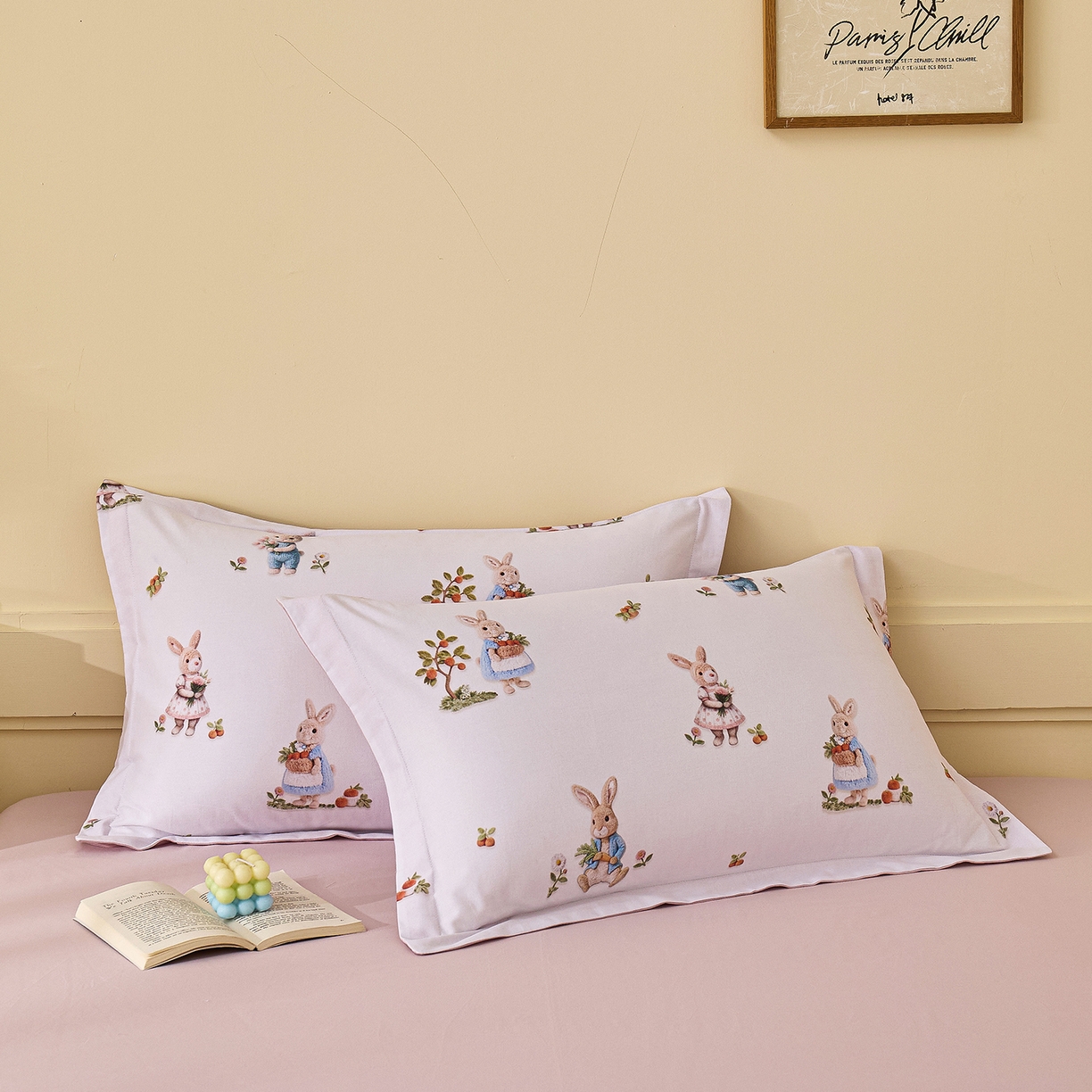 91家纺网 家纺一手货源 找家纺 元元家居（元元被业） 2025秋冬新款全棉纯棉磨毛印花单枕套 彼得庄园