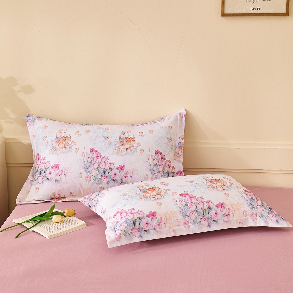 91家纺网 家纺一手货源 找家纺 元元家居（元元被业） 2025秋冬新款全棉纯棉磨毛印花单枕套 大漂亮