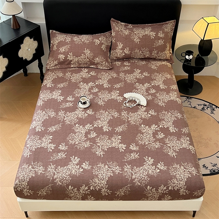 91家纺网 家纺一手货源 找家纺 梦舒羽 2025新款原麻床笠机洗家用防滑透气四季款床罩床垫床单保护套 秋意浓