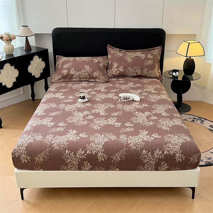 91家纺网 家纺一手货源 找家纺 梦舒羽 2025新款原麻床笠机洗家用防滑透气四季款床罩床垫床单保护套 秋意浓