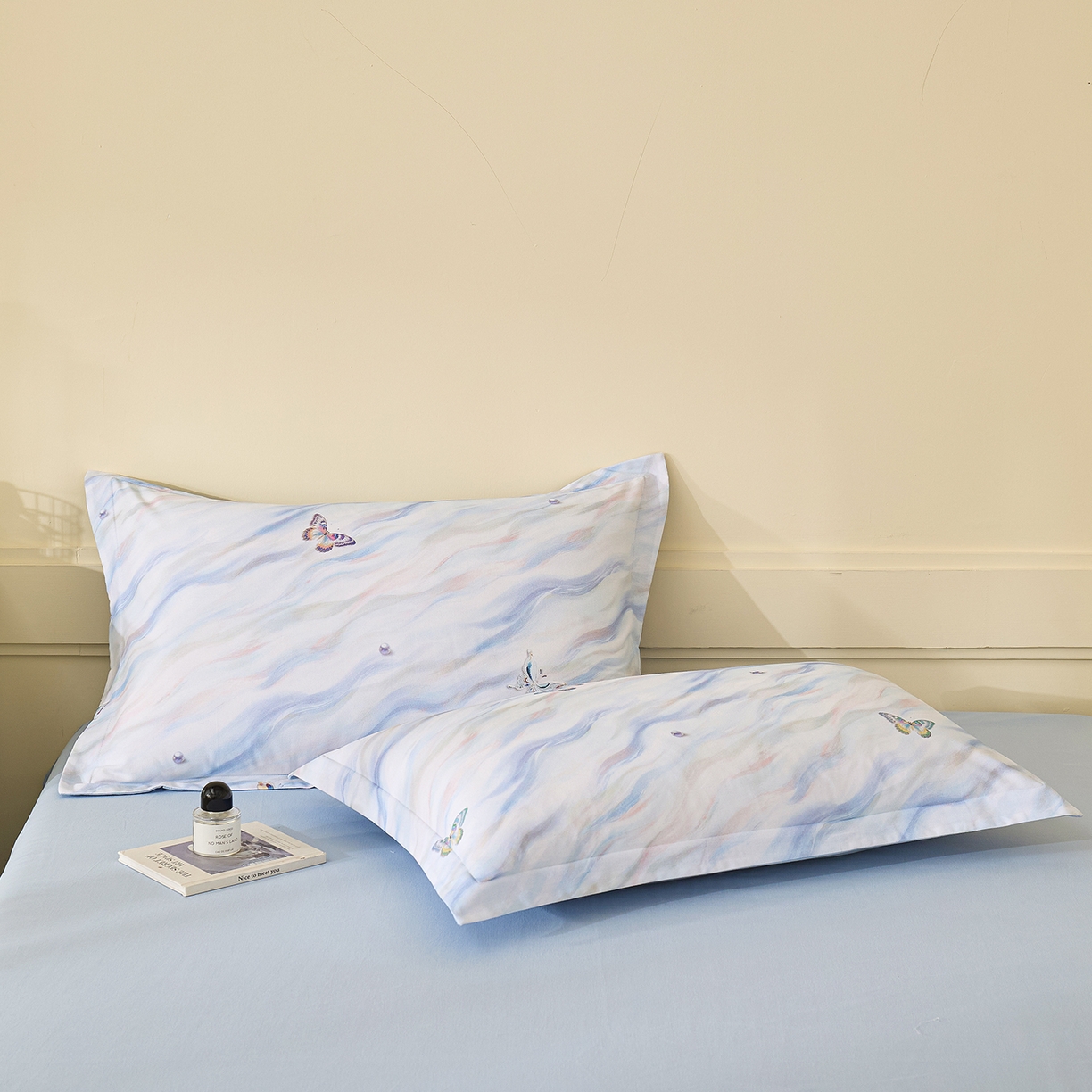 91家纺网 家纺一手货源 找家纺 元元家居（元元被业） 2025秋冬新款全棉纯棉磨毛印花单枕套 蝶梦星河