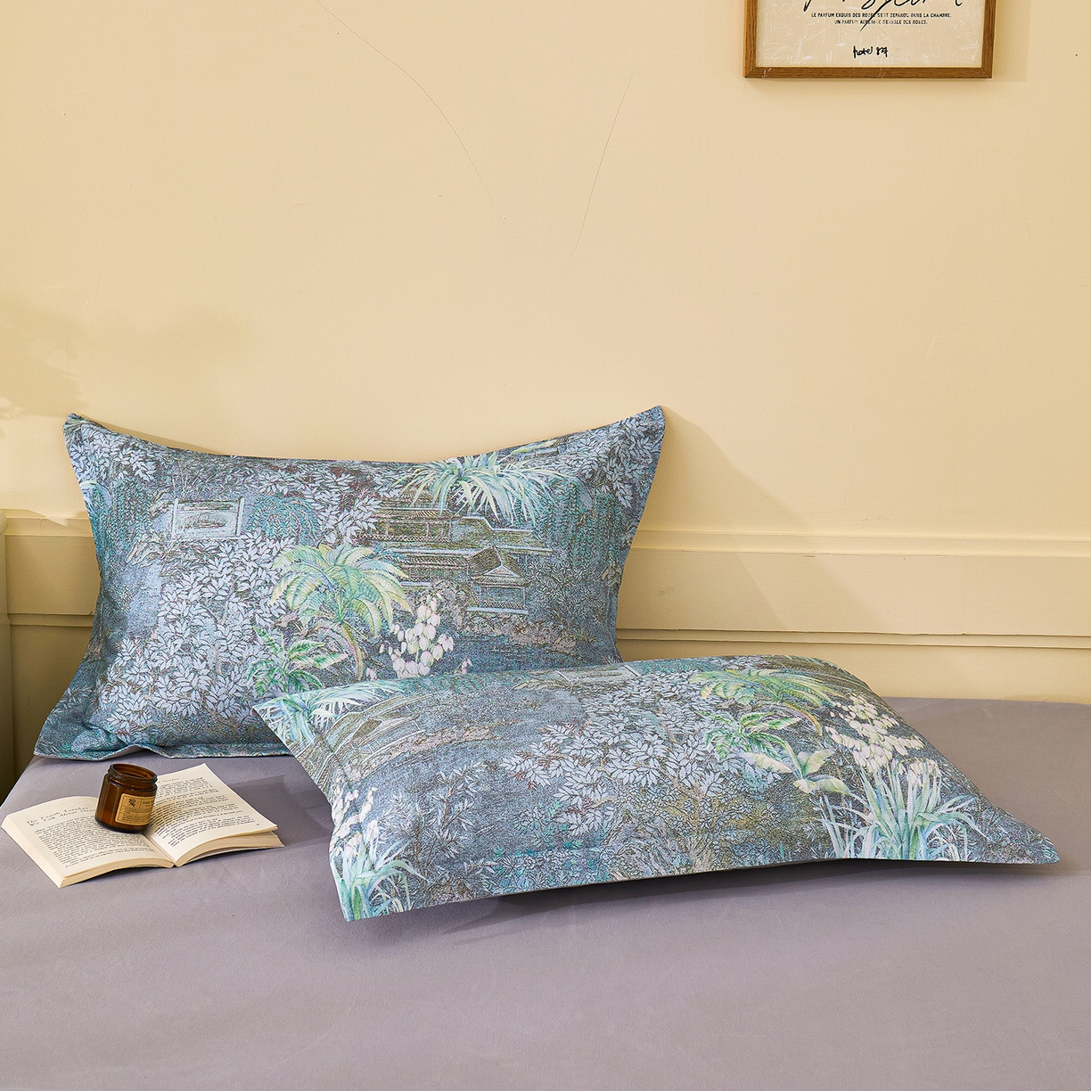 91家纺网 家纺一手货源 找家纺 元元家居（元元被业） 2025秋冬新款全棉纯棉磨毛印花单枕套 繁花点缀