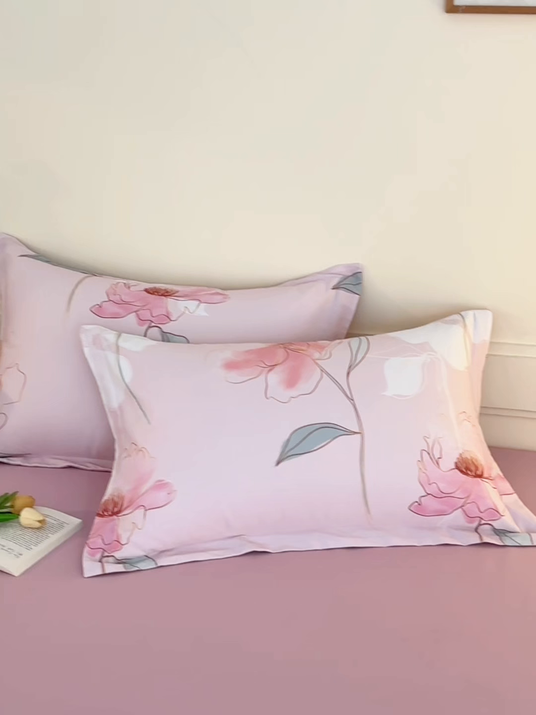 91家纺网 家纺一手货源 找家纺 元元家居（元元被业） 2025秋冬新款全棉纯棉磨毛印花单枕套 花妍悦粉