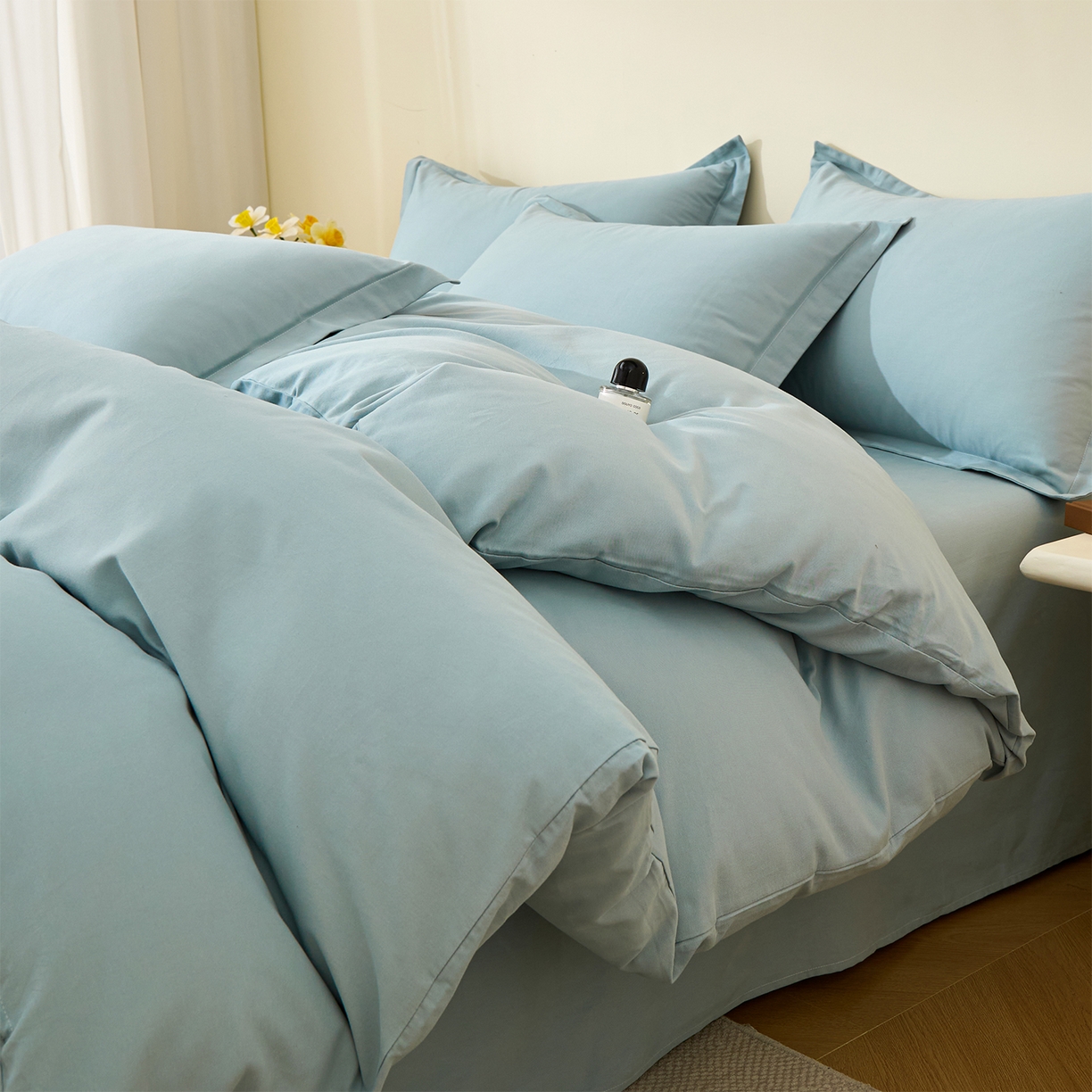 91家纺网 家纺一手货源 找家纺 （总）元元家居（元元被业） 2025秋冬新款全棉纯棉磨毛纯色四件套