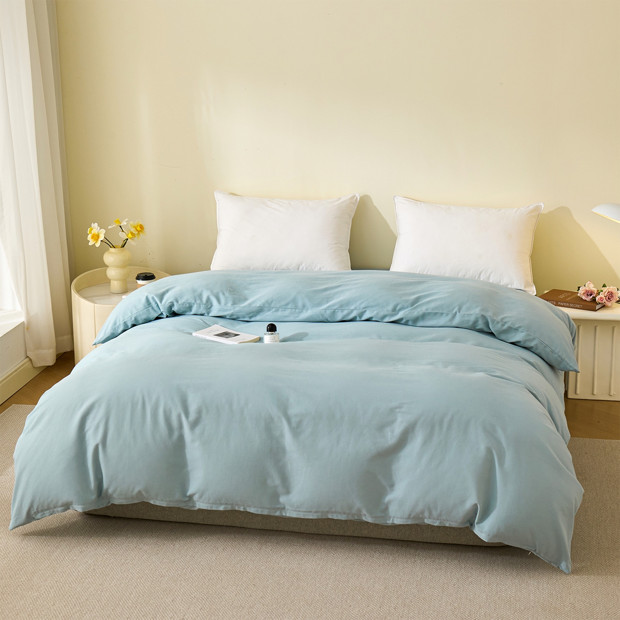 91家纺网 家纺一手货源 找家纺 （总）元元家居（元元被业） 2025秋冬新款全棉纯棉磨毛纯色四件套