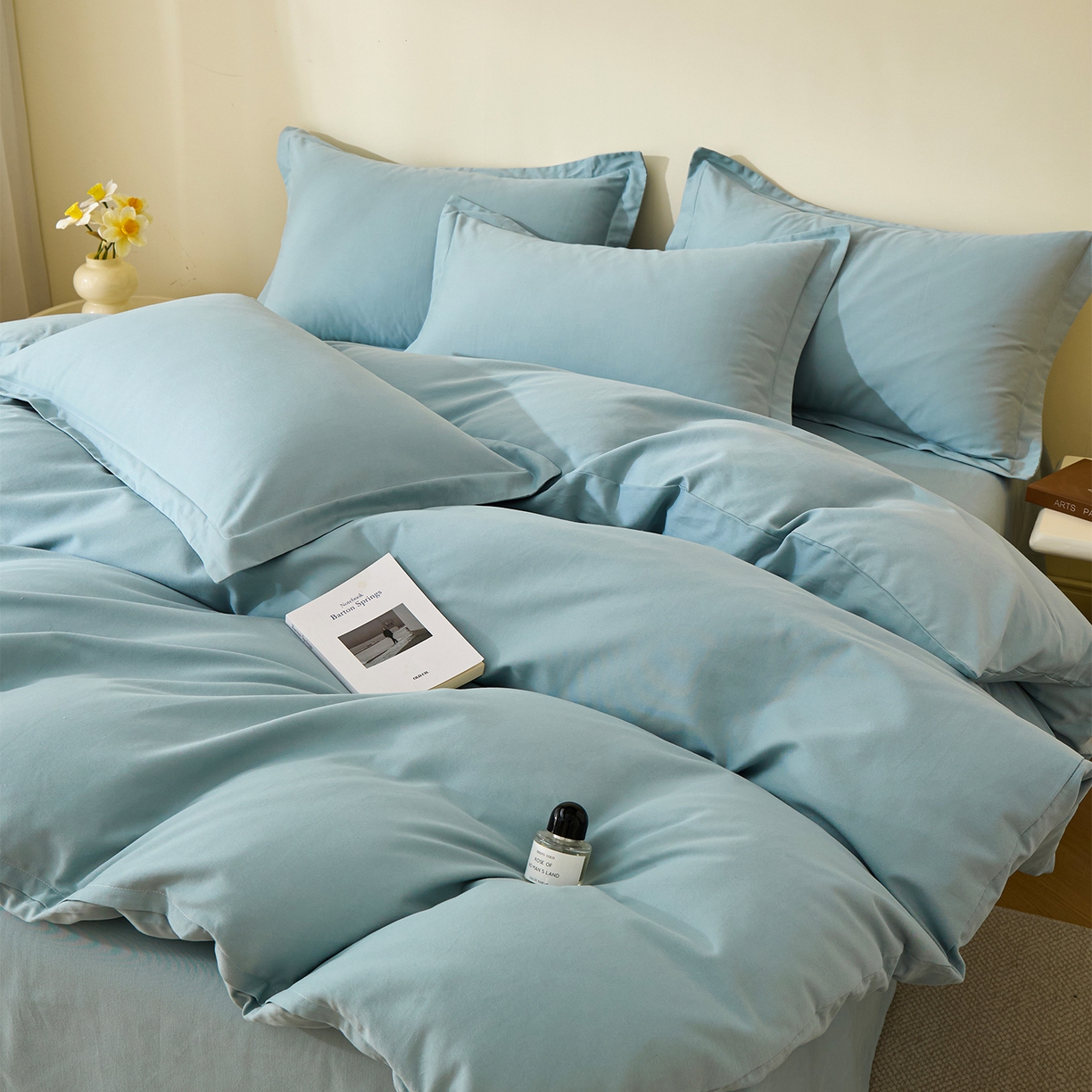 91家纺网 家纺一手货源 找家纺 （总）元元家居（元元被业） 2025秋冬新款全棉纯棉磨毛纯色四件套