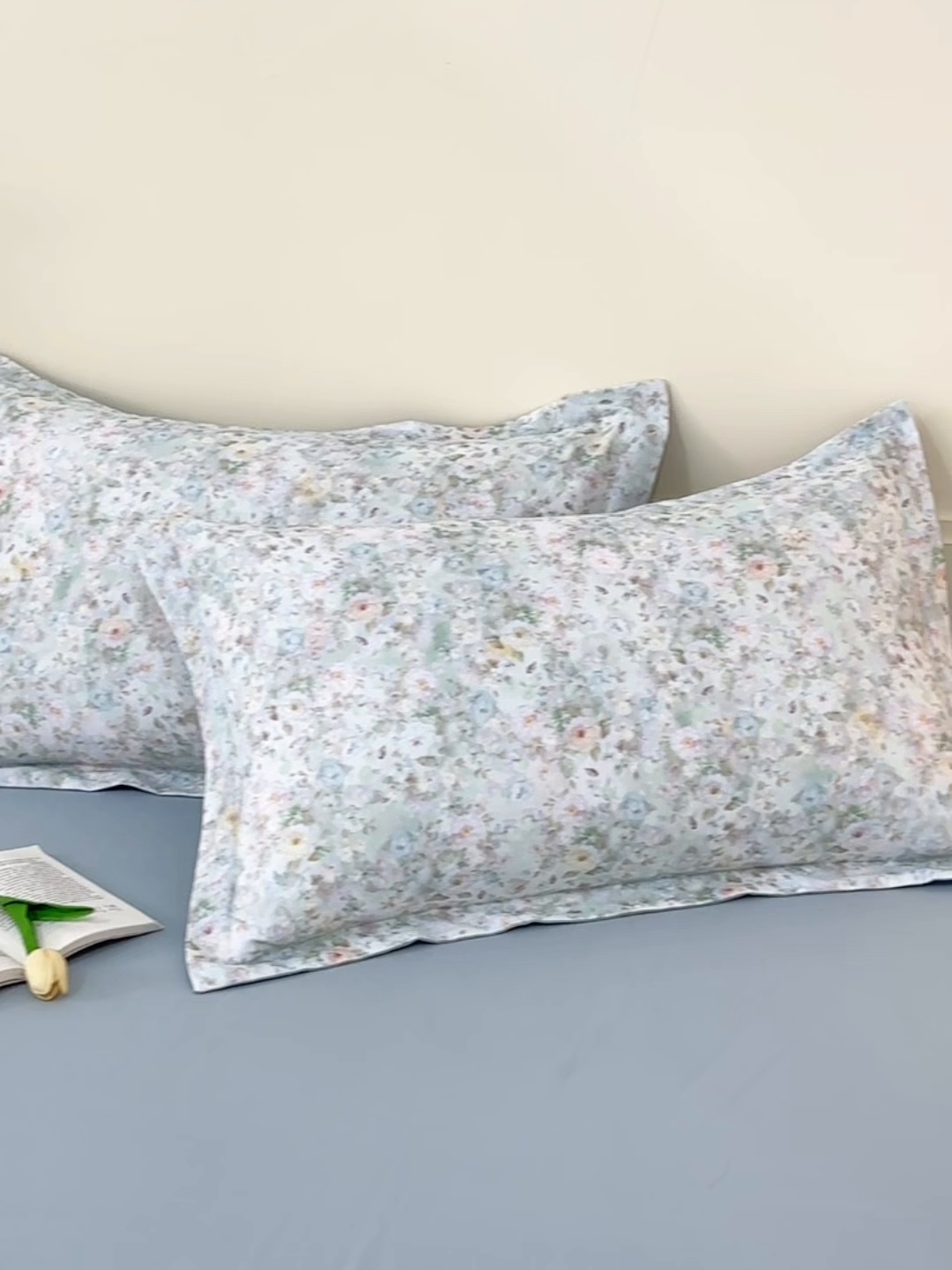 91家纺网 家纺一手货源 找家纺 元元家居（元元被业） 2025秋冬新款全棉纯棉磨毛印花单枕套 落叶白霜