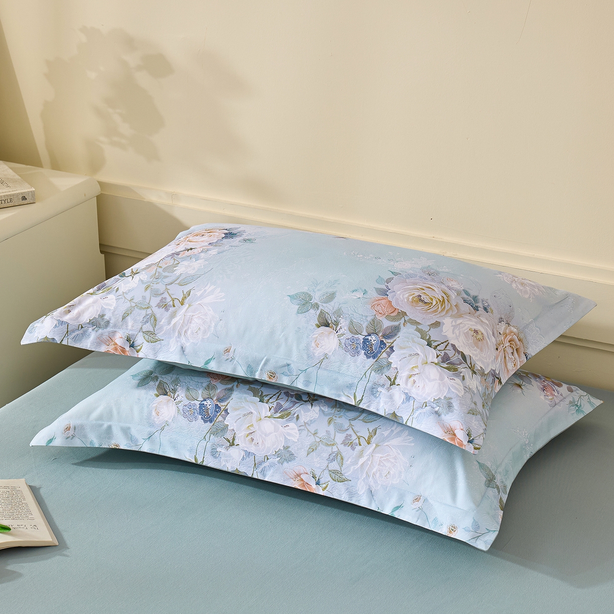 元元家居（元元被业） 2025秋冬新款全棉纯棉磨毛印花单枕套 玫瑰花绣