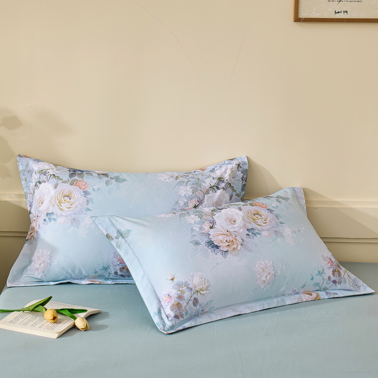 91家纺网 家纺一手货源 找家纺 元元家居（元元被业） 2025秋冬新款全棉纯棉磨毛印花单枕套 玫瑰花绣