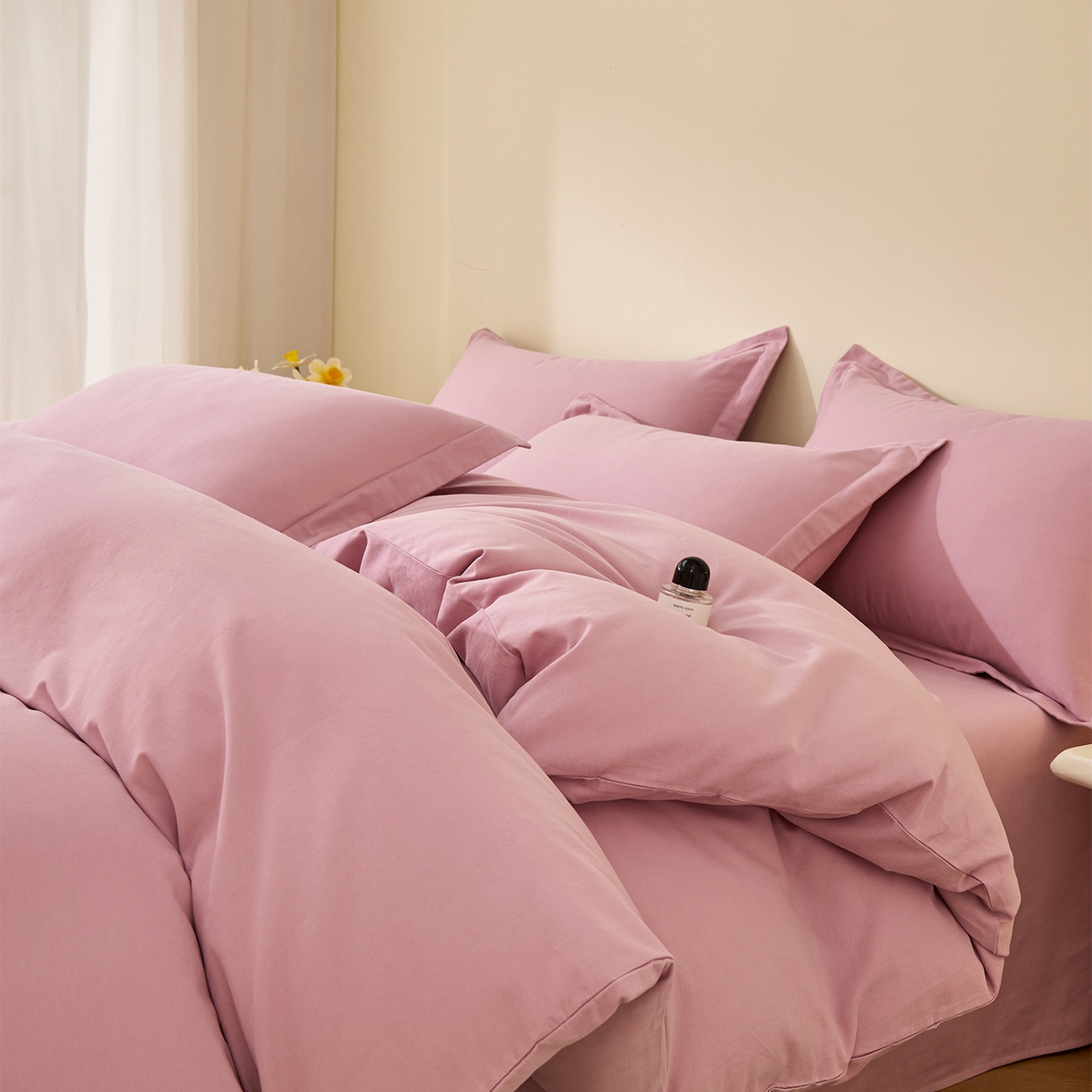 91家纺网 家纺一手货源 找家纺 （总）元元家居（元元被业） 2025秋冬新款全棉纯棉磨毛纯色四件套