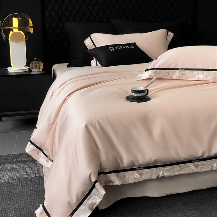 91家纺网 家纺一手货源 找家纺 馨蕊家居 2025新款100s高奢典藏简约全棉四件套-维也纳 维也纳-初夏粉