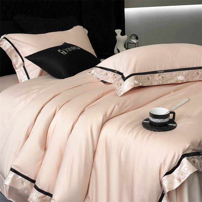 91家纺网 家纺一手货源 找家纺 馨蕊家居 2025新款100s高奢典藏简约全棉四件套-维也纳 维也纳-初夏粉