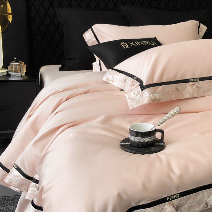 91家纺网 家纺一手货源 找家纺 馨蕊家居 2025新款100s高奢典藏简约全棉四件套-维也纳 维也纳-初夏粉