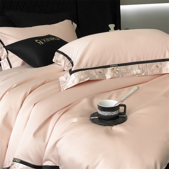 91家纺网 家纺一手货源 找家纺 馨蕊家居 2025新款100s高奢典藏简约全棉四件套-维也纳 维也纳-初夏粉