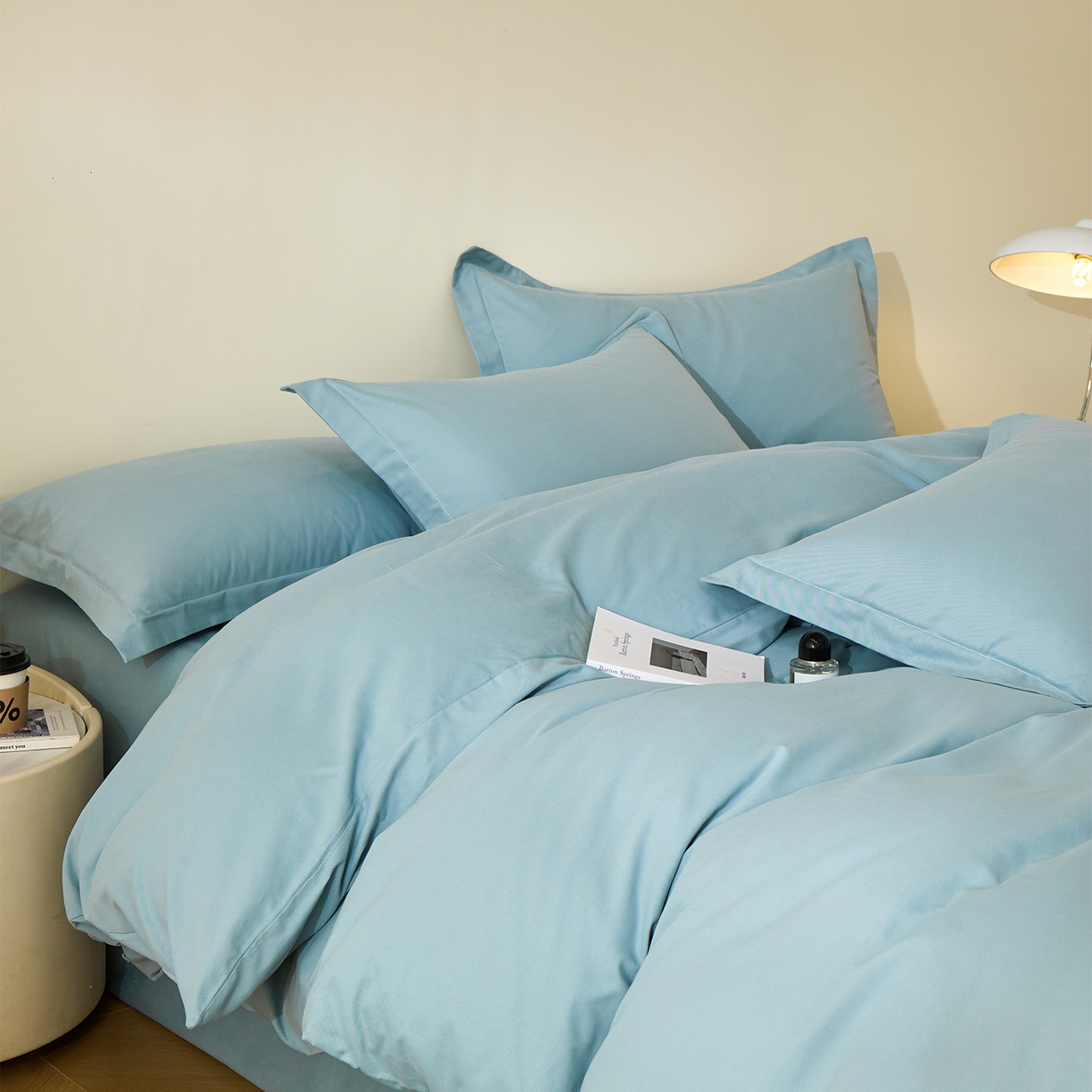 91家纺网 家纺一手货源 找家纺 元元家居（元元被业） 2025秋冬新款全棉纯棉磨毛纯色四件套 丹青