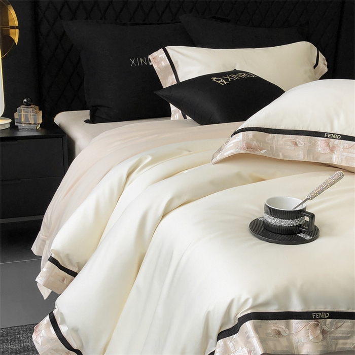 91家纺网 家纺一手货源 找家纺 馨蕊家居 2025新款100s高奢典藏简约全棉四件套-维也纳 维也纳-元气白桃