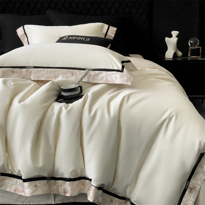 91家纺网 家纺一手货源 找家纺 馨蕊家居 2025新款100s高奢典藏简约全棉四件套-维也纳 维也纳-元气白桃