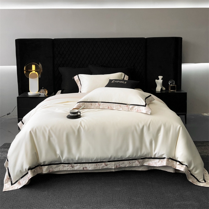 91家纺网 家纺一手货源 找家纺 馨蕊家居 2025新款100s高奢典藏简约全棉四件套-维也纳 维也纳-元气白桃