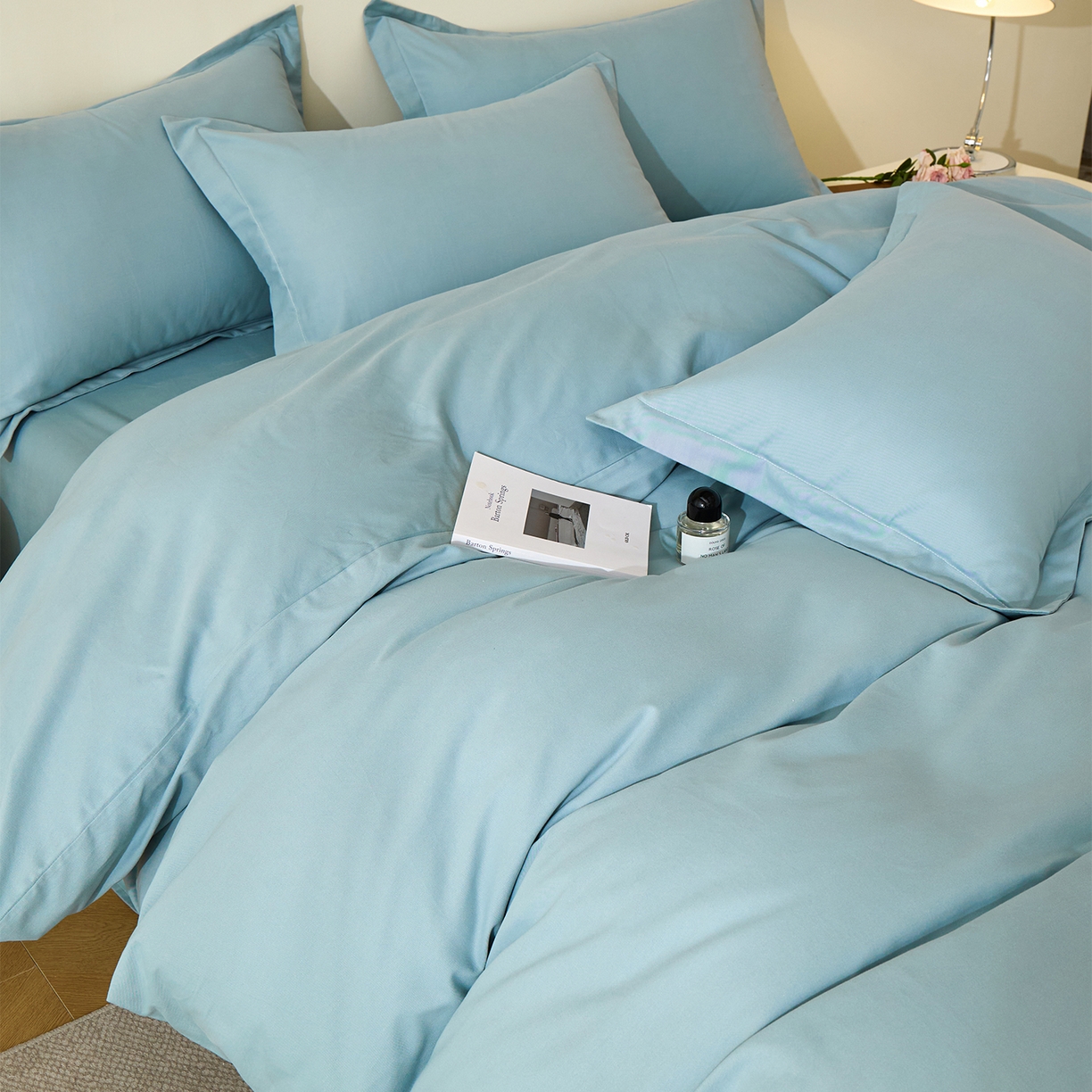 91家纺网 家纺一手货源 找家纺 元元家居（元元被业） 2025秋冬新款全棉纯棉磨毛纯色四件套 丹青