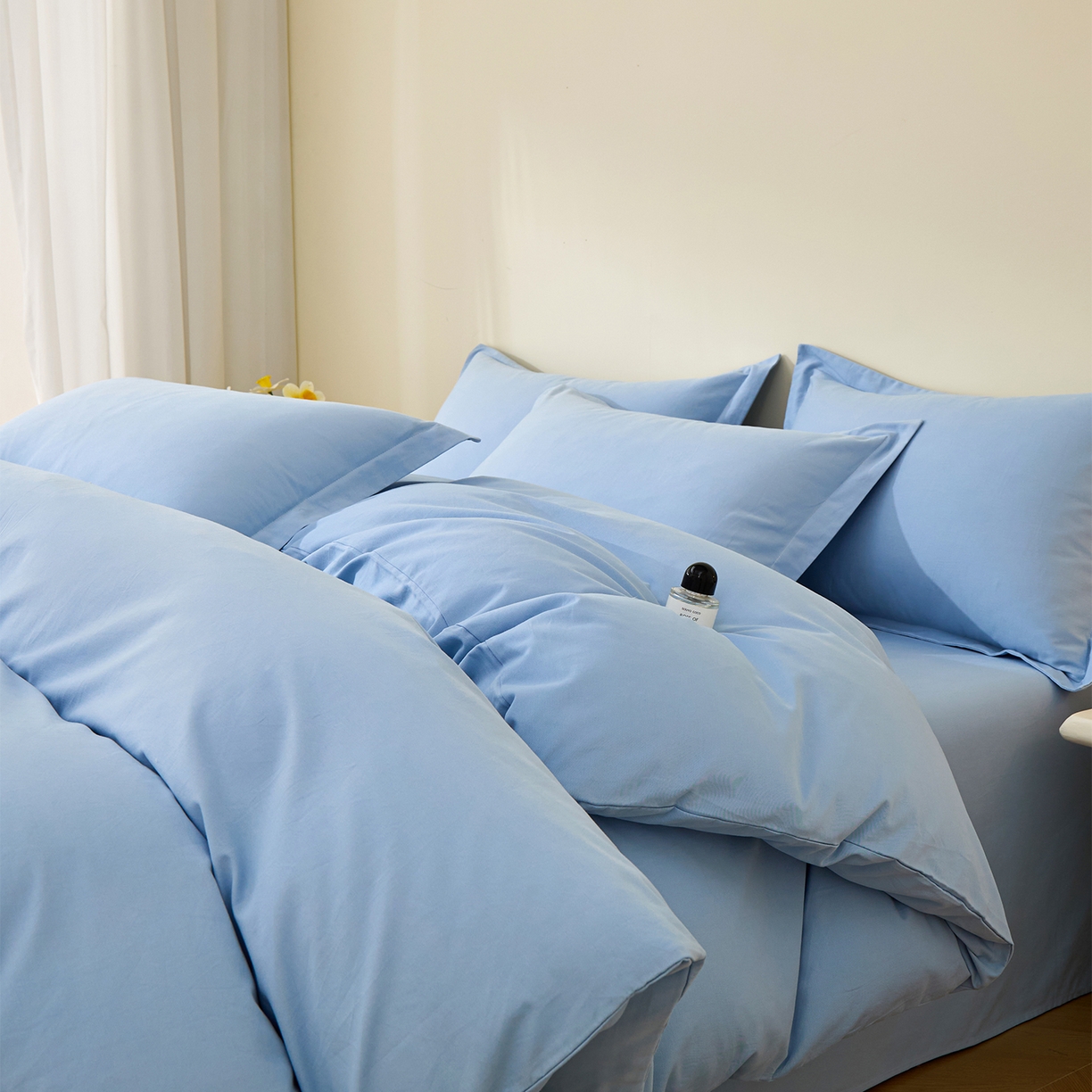 元元家居（元元被业） 2025秋冬新款全棉纯棉磨毛纯色四件套 景泰蓝