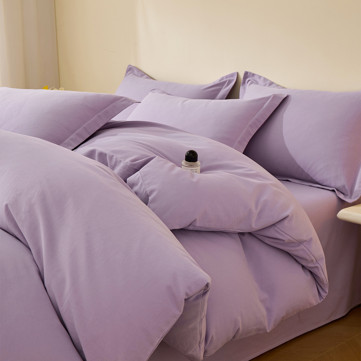 元元家居（元元被业） 2025秋冬新款全棉纯棉磨毛纯色四件套 慕山紫