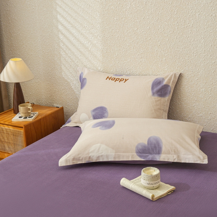 91家纺网 家纺一手货源 找家纺 小叮当家纺仓储工厂店 2025新款（买家秀 不断货）简约时尚全棉纯棉磨毛四件套 比心