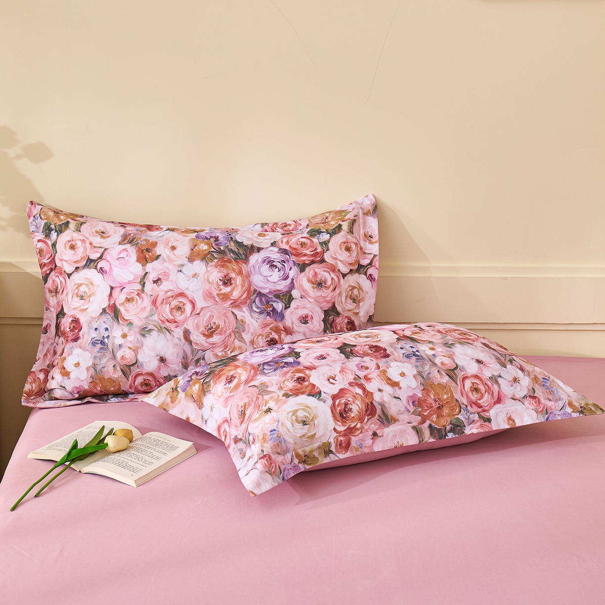 91家纺网 家纺一手货源 找家纺 元元家居（元元被业） 2025秋冬新款全棉纯棉磨毛印花单枕套 听香水榭